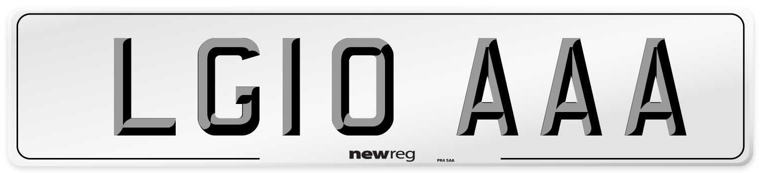 LG10 AAA Number Plate from New Reg